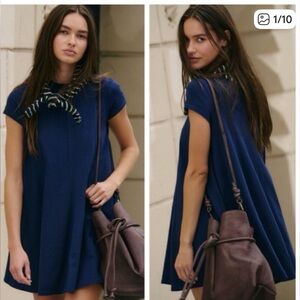 free people Mandi Mini blue swing short sleeve dress